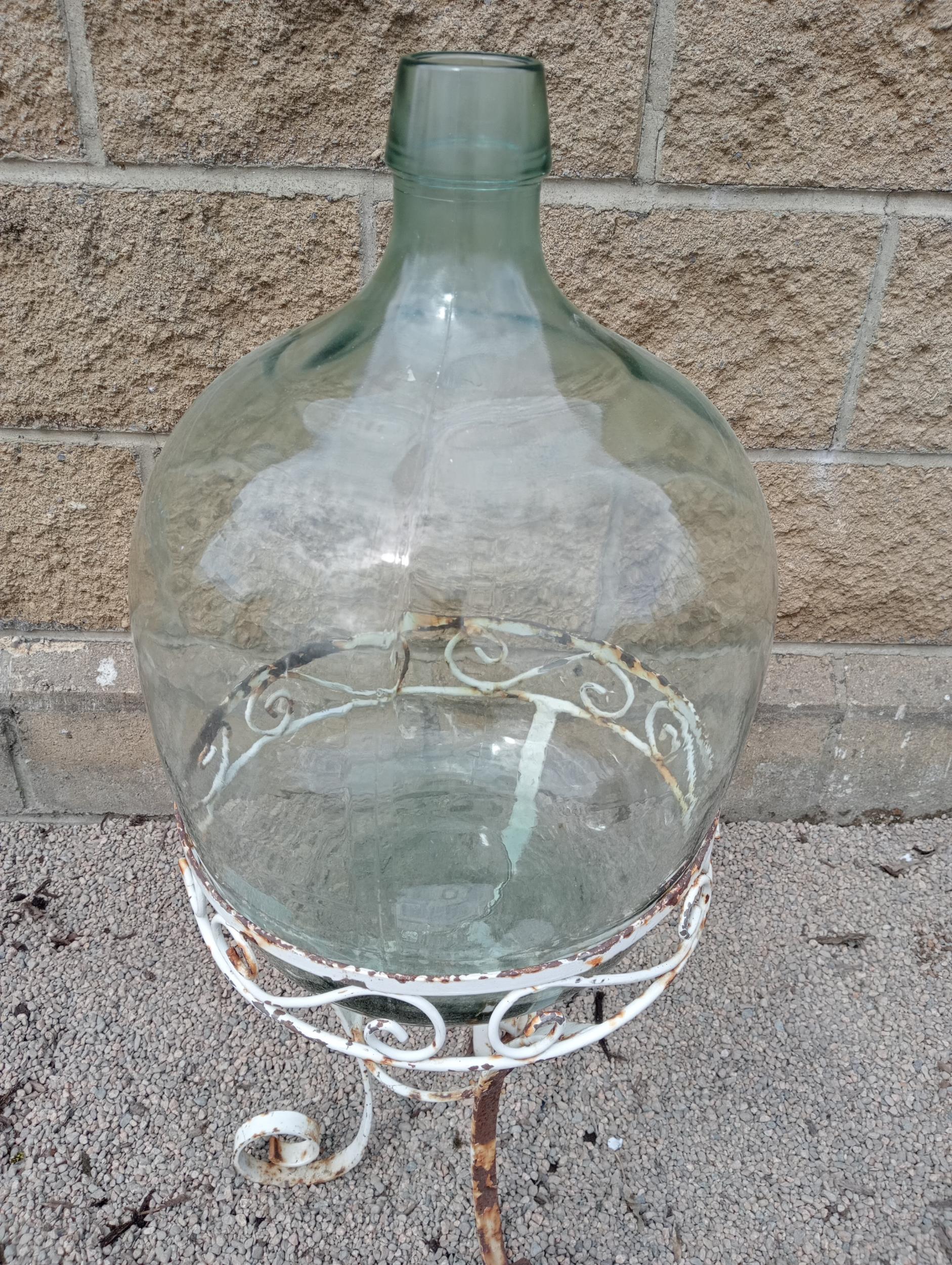 Glass carboy raised on metal stand {H 90cm x Dia 35cm }. (NOT AVAILABLE TO VIEW IN PERSON) - Bild 3 aus 3