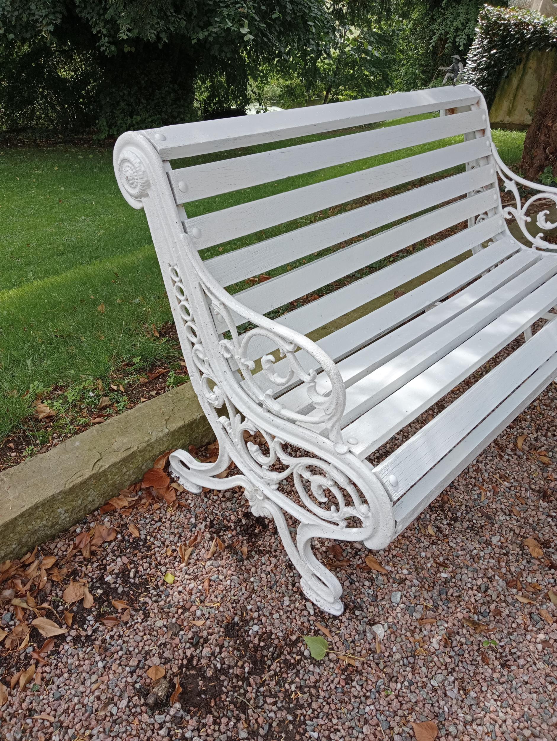 Cast iron and wooden rolltop bench {H 87cm x W 134cm x D 75cm }. (NOT AVAILABLE TO VIEW IN PERSON) - Image 5 of 5