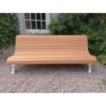 Cast iron and wooden rolltop garden bench {H 75cm x W 180cm x D 70cm }. (NOT AVAILABLE TO VIEW IN