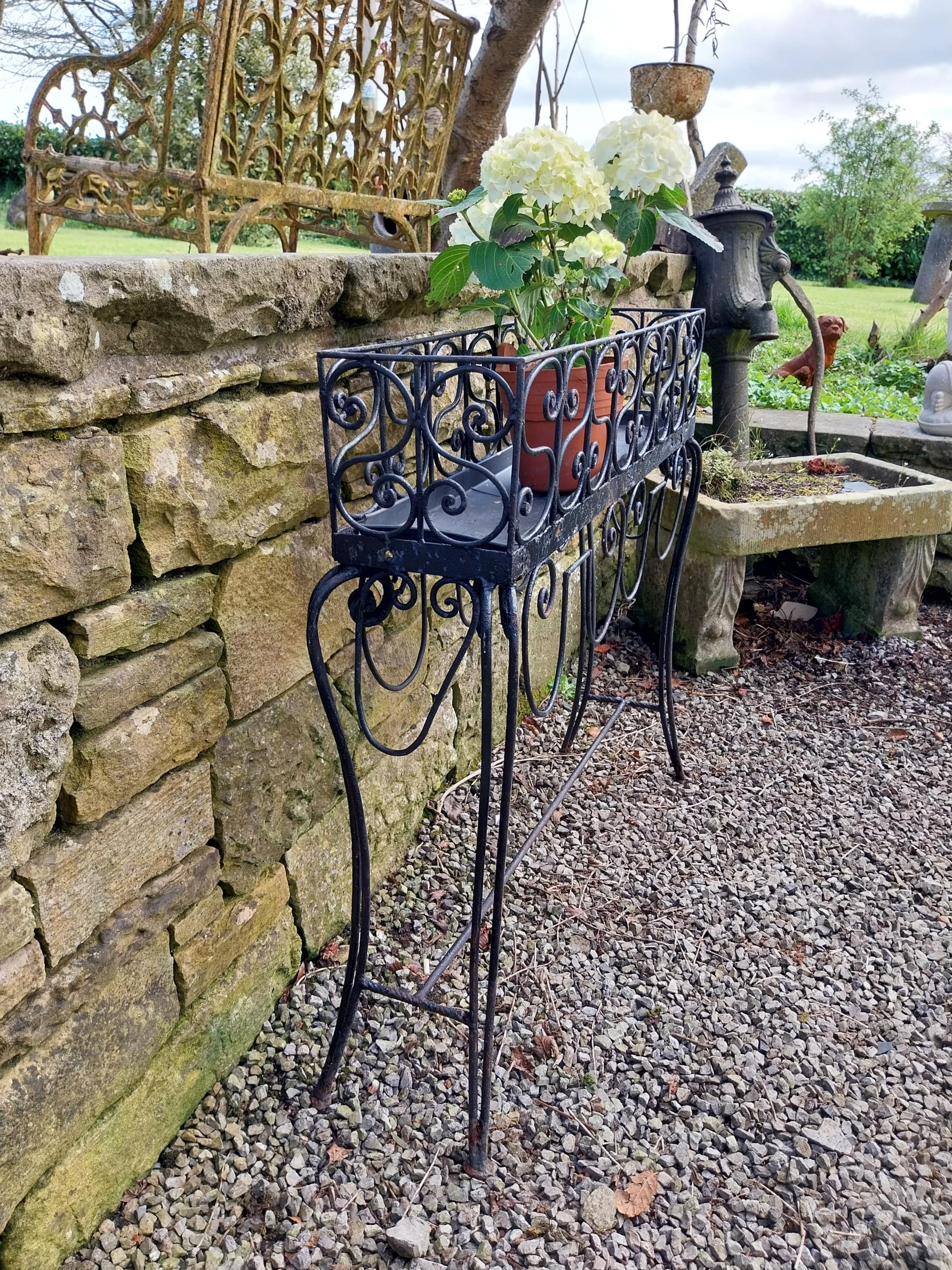 Decorative wrought iron plant stand {86 cm H x 86 cm W x 20 cm D}. - Image 2 of 5