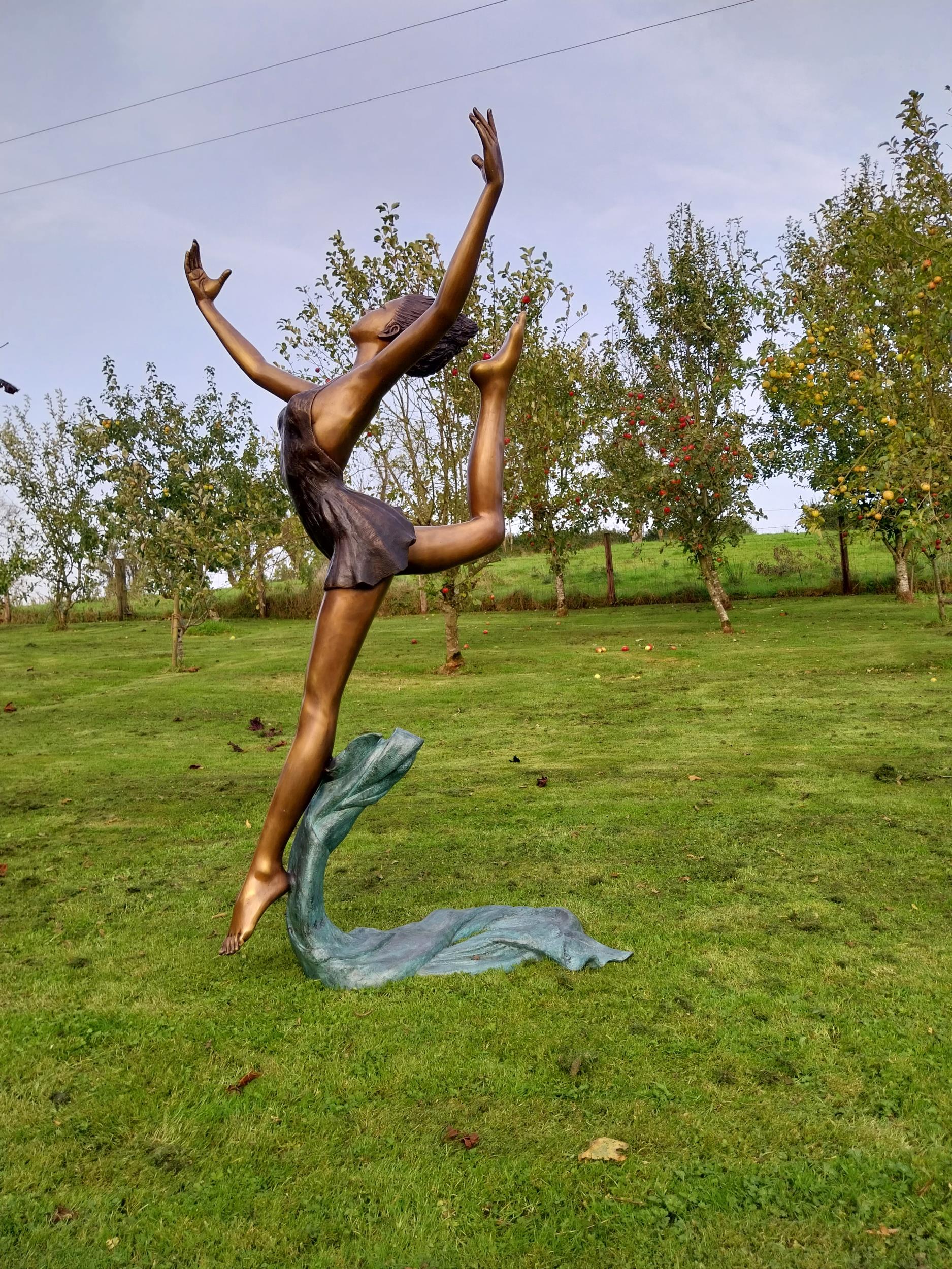 Exceptional quality bronze sculpture of a ballerina in motion {178cm H x 102cm W x 90cm D} - Image 3 of 9