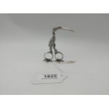 Rare German silver birth stork scissors, for a birth announcement and to clamp the umbilical cord.