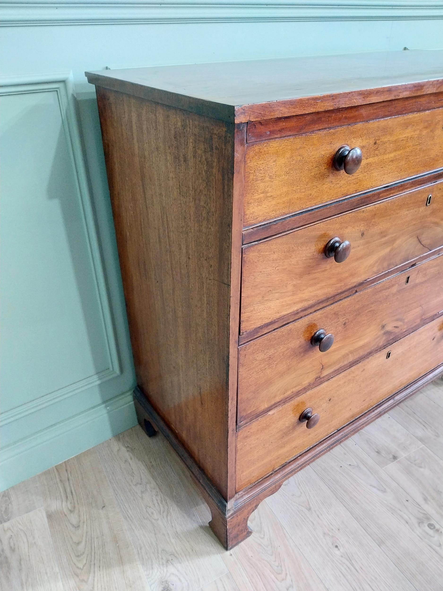 19th C. mahogany chest of drawers with four long graduated drawers raised on bracket feet {108 cm - Image 8 of 14