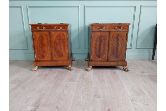 Pair of good quality mahogany side cabinets with single drawer in frieze on gilded lion's paw - Image 4 of 6