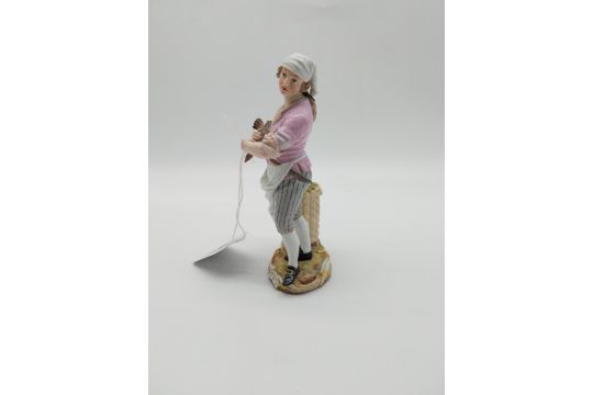 19th. C. Meissen Figure - " Cris de Paris" series - The Poultry Seller . Young man standing on a - Image 3 of 5