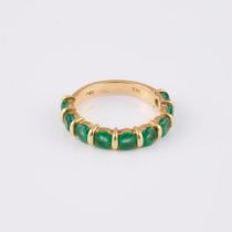 18k Yellow Gold Ring, set with 9 full cut emeralds (approx. 1.40ct.t.w.)