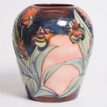 Moorcroft 'Red Tulip' Vase, Sally Tuffin, c.1990, height 11.8 in — 30 cm