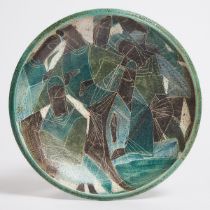 Brooklin Pottery Circular Dish, Theo and Susan Harlander, 1960s, diameter 11.4 in — 29 cm