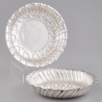 Pair of George II Silver Circular Strawberry Dishes, London, possibly Joseph Steward II, 1758, diame