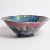 Kayo O'Young (Canadian, b.1950), Massive Red and Blue Glazed Bowl, 1988, height 8 in — 20.2 cm, diam