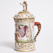 'Naples' Porcelain Large Tankard, late 19th/early 20th century, height 12.6 in — 32 cm