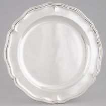 Japanese Silver Shaped Circular Serving Dish, Asahi, 20th century, diameter 14 in — 35.5 cm