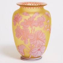 English Three Colour Cameo Glass Vase, probably Thomas Webb & Sons, late 19th century, height 7.8 in