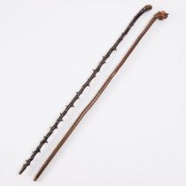 Two Irish Blackthorn Walking Sticks, 19th century, each height 36 in — 91.4 cm (2 Pieces)