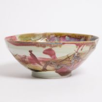 Kayo O'Young (Canadian, b.1950), Red, Blue, and Brown Glazed Bowl, 1985, height 4.4 in — 11.2 cm, di