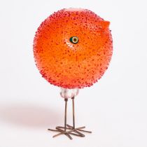 Vistosi ‘Pulcino’ Orange Glass Bird Sculpture, Alessandro Pianon, 1960s, height 8.7 in — 22 cm