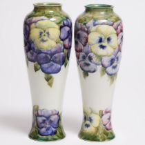 Pair of Macintyre Moorcroft Pansy Vases, c.1910-13, height 11.4 in — 29 cm (2 Pieces)