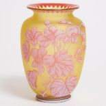 English Three Colour Cameo Glass Vase, probably Thomas Webb & Sons, late 19th century, height 7.7 in
