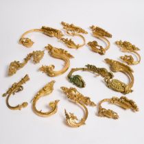 Twelve French Ormolu Curtain Tie Backs, 20th century