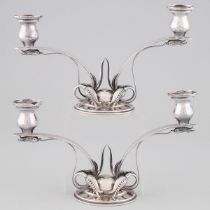 Pair of Canadian Silver Two-Light Candelabra, Carl Poul Petersen, Montreal, Que., mid-20th century,