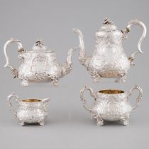 Assembled Victorian Repoussé Silver Tea and Coffee Service, Richard Sibley II and Charles Stuart Har