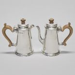 Pair of English Silver Cafe-au-Lait Coffee Pots, Goldsmiths & Silversmiths Co., London, 1935, height