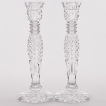 Pair of Waterford Cut Glass Candlesticks, 20th century, height 9.8 in — 25 cm (2 Pieces)