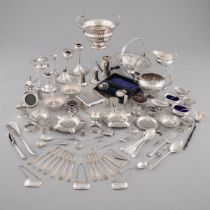 Group of Mainly English Silver, late 18th-20th century, basket height 7.1 in — 18 cm (82 Pieces)