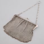 Continental Silver Mesh Purse, early 20th century, width 6.4 in — 16.2 cm