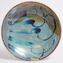 Kayo O'Young (Canadian, b.1950), Blue and Red Glazed Charger, c.1985, diameter 14.6 in — 37 cm