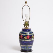 Moorcroft Banded Pomegranate Table Lamp, c. 1925-30, overall height 24.6 in — 62.5 cm