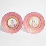 Pair of 'Sèvres' Portrait Plates of 'Le Dauphin' and Marie Antoinette, 20th century, diameter 10 in