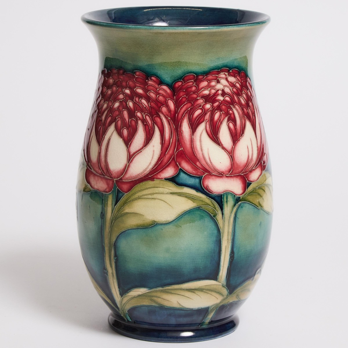 Moorcroft Waratah Vase, 1930s, height 9.4 in — 24 cm