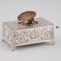 German Silver Rectangular Cased Singing Bird Box, Vereinigte Silberwarenfabrik, Hanau, early 20th ce