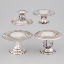 Pair of Canadian Silver Reversible Candlesticks/Candy Dishes and Two Footed Comports, Carl Poul Pet