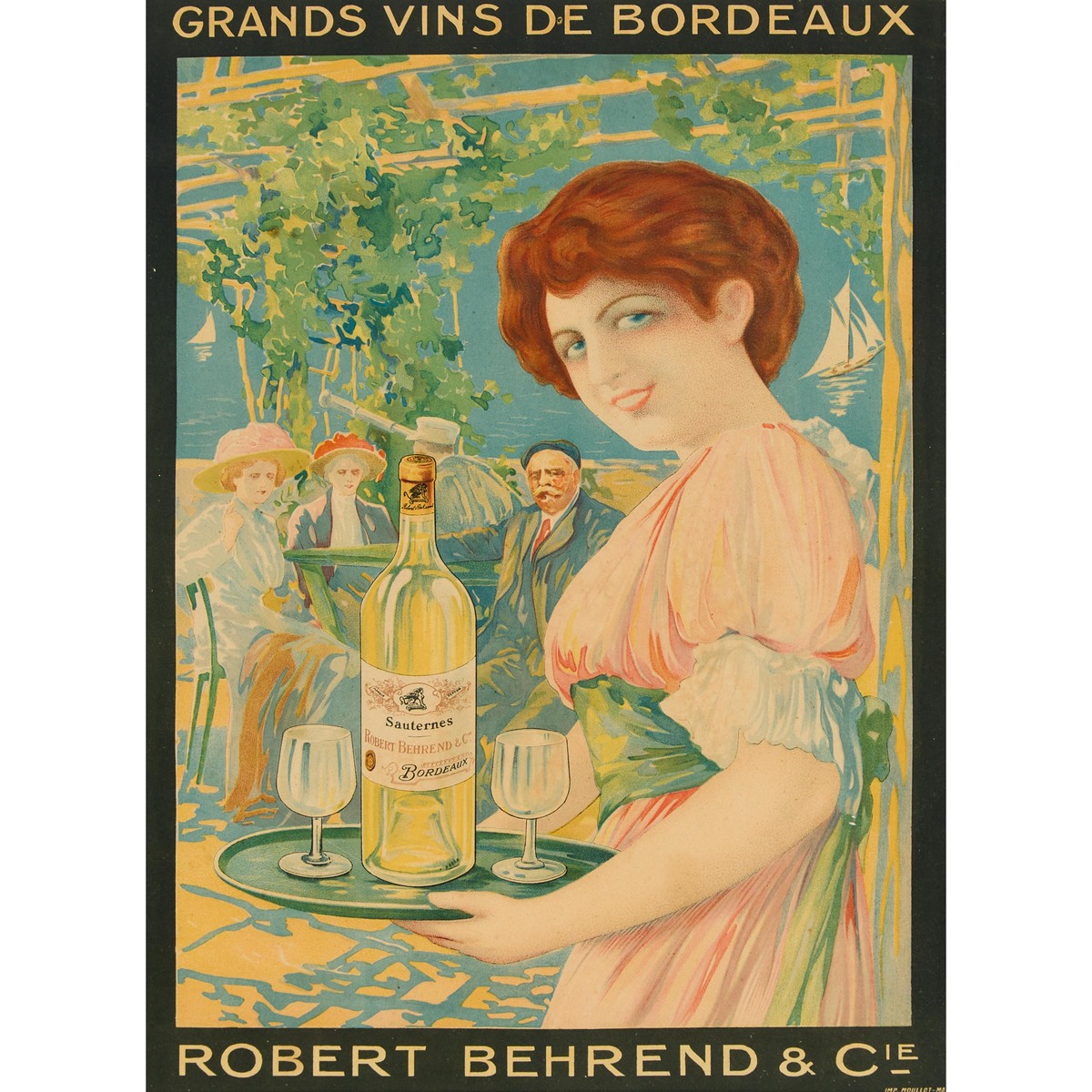 French White Bordeaux Advertising Poster for Robert Behrend & Cie., early 20th century, sight 17.5 x - Image 2 of 2