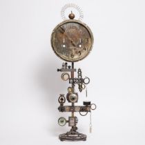 Contemporary 'Steampunk' International Time Recording Table Clock, Roger Wood, Hamilton, 21st centur