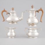 Edwardian Silver Tea and Coffee Service, William Comyns & Sons, London, 1909, coffee pot height 8.5