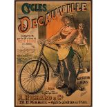 French Large Format 'Cycles Decauville' Advertising Poster by Alfred Choubrac (1853-1902), framed 59