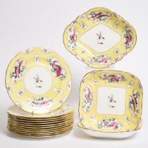 Crown Staffordshire Dessert Service, early 20th century, dessert plate diameter 9.1 in — 23 cm (15 P