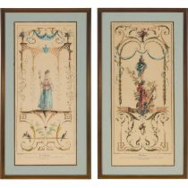 Pair of French Ornamental Engravings by Jean Moyreau (1691-1762) after the Works by Antoine Watteau