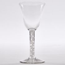 English Opaque Twist Stemmed Wine Glass, c.1760, height 7 in — 17.7 cm