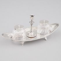 Victorian Silver Inkstand, Atkin Bros., Sheffield, 1894, length 10 in — 25.5 cm