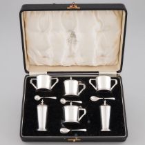 English Silver Condiment Set, Sanders & Mackenzie, Birmingham, 1912, caster height 3 in — 7.5 cm (10