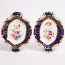 Pair of Machin Floral Painted Dishes, c.1825, length 11.4 in — 28.9 cm (2 Pieces)