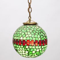 Spherical Slag Glass Hanging Light Fixutre, early-mid 20th century, diameter 10.5 in — 26.7 cm