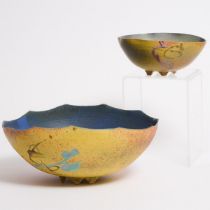 Kayo O'Young (Canadian, b.1950), Two Partially Glazed Bowls, c. 2000, diameter 13.8 in — 35 cm; dia