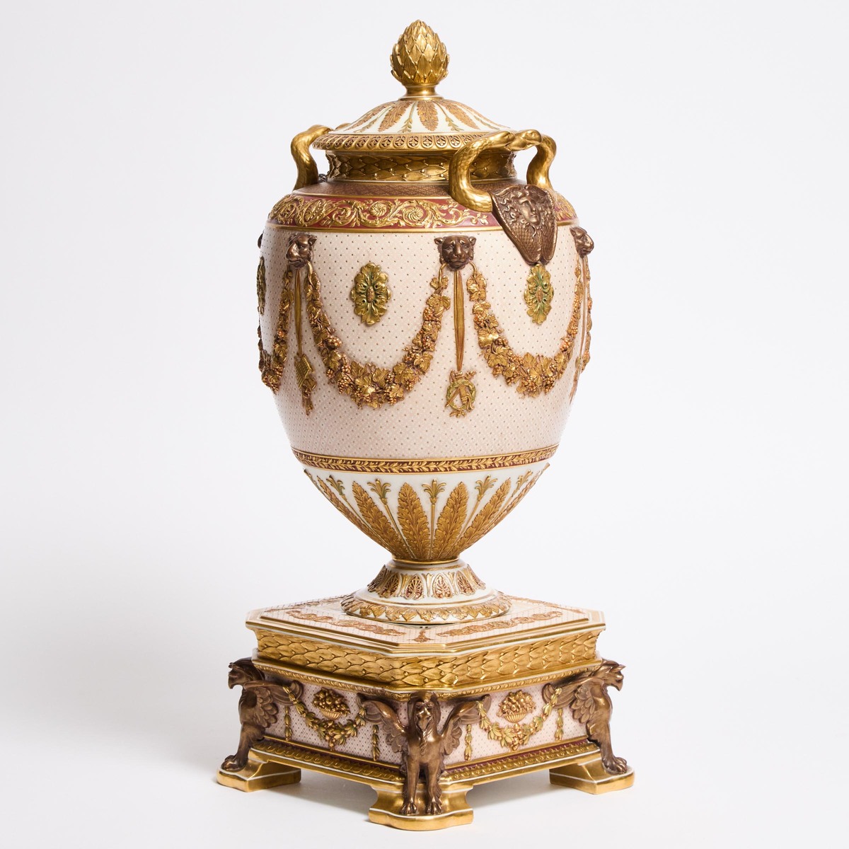 Wedgwood Bronzed and Gilt Victoria Ware Large Covered Urn, c.1900, overall height 37 in — 94 cm - Image 2 of 3