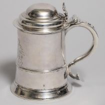 George II Provincial Silver Tankard, John Kirkup, Newcastle, 1755, height 6.9 in — 17.5 cm