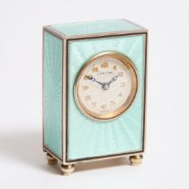 Cartier Guilloché Enamelled Silver Gilt Travel Clock, c.1920, height 1.7 in — 4.4 cm